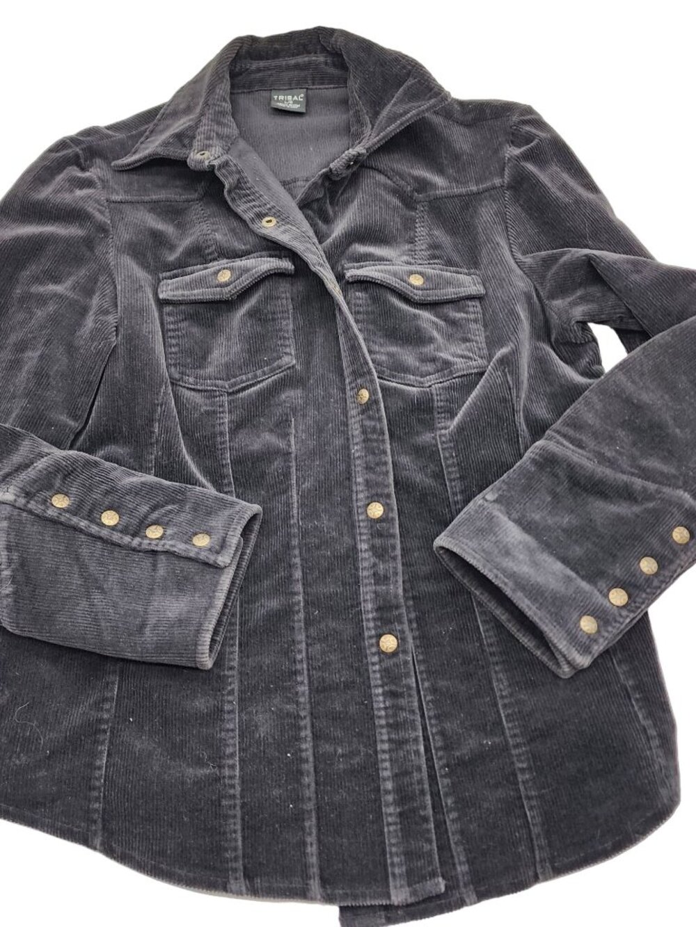 Tribal Black Corduroy Snap close Jacket Womens Size Large